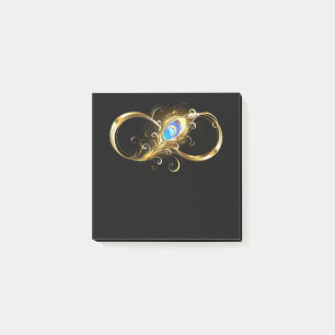 Infinity with Golden Peacock Feather Post-it Notes