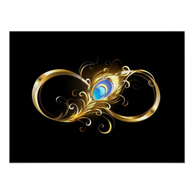 Infinity with Golden Peacock Feather Poster (Front)