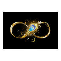 Infinity with Golden Peacock Feather