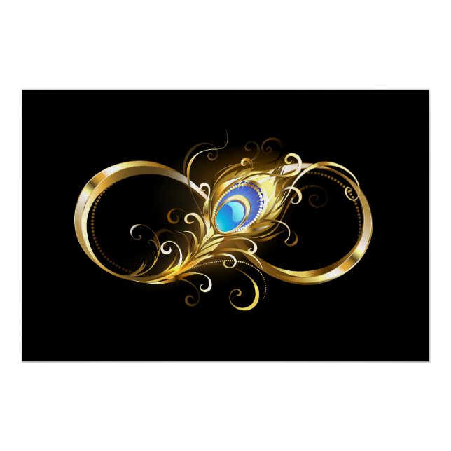 Infinity with Golden Peacock Feather Poster (Front)