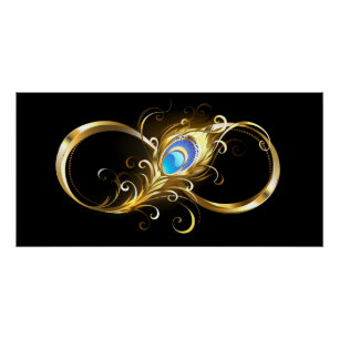 Infinity with Golden Peacock Feather Poster
