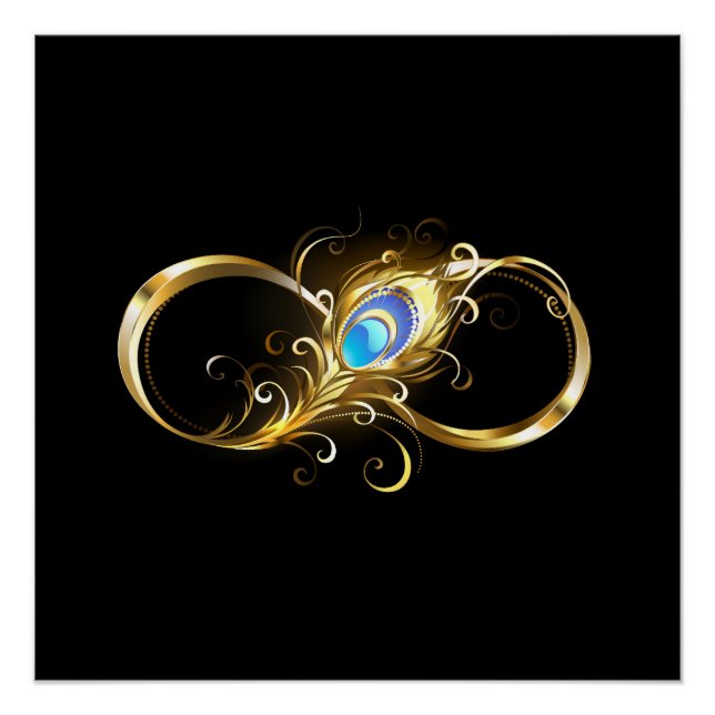 Infinity with Golden Peacock Feather Poster (Front)
