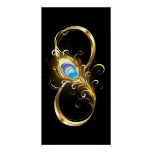 Infinity with Golden Peacock Feather Poster