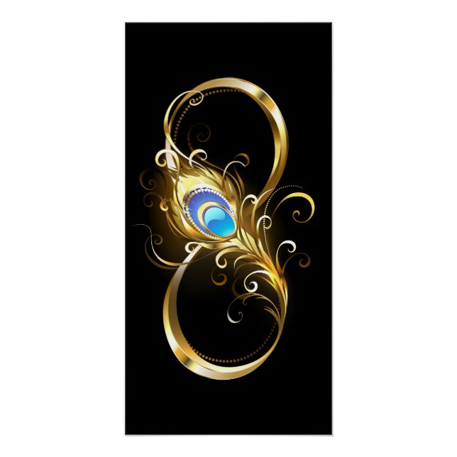 Infinity with Golden Peacock Feather Poster (Front)