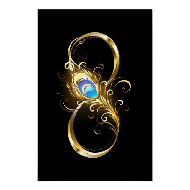 Infinity with Golden Peacock Feather Poster (Front)