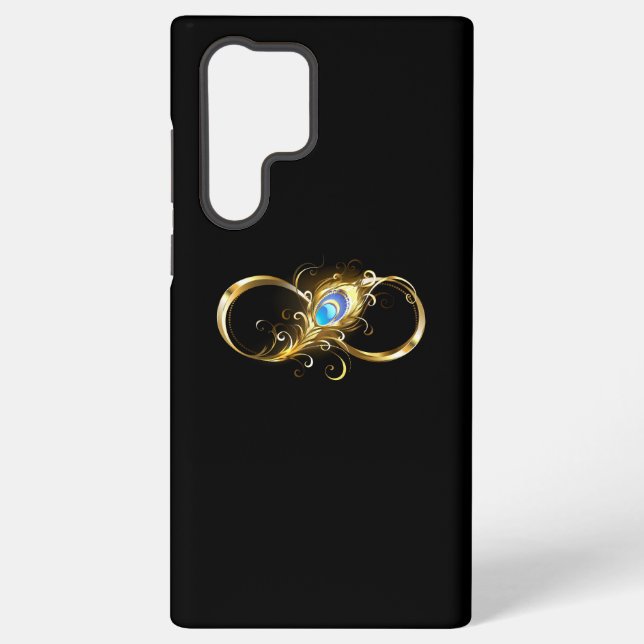 Infinity with Golden Peacock Feather Samsung Galaxy S22 Ultra Case (Back)