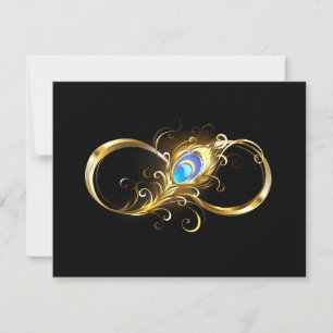 Infinity with Golden Peacock Feather Save The Date