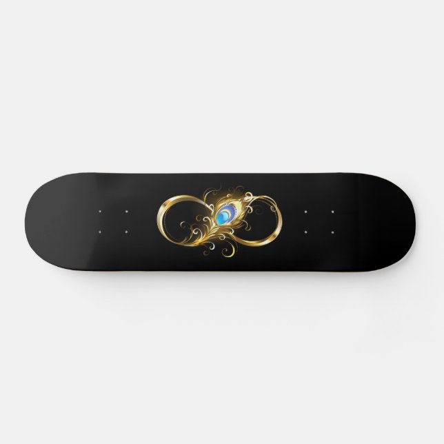 Infinity with Golden Peacock Feather Skateboard (Horz)