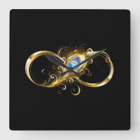 Infinity with Golden Peacock Feather