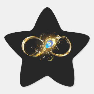 Infinity with Golden Peacock Feather Star Sticker