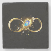 Infinity with Golden Peacock Feather