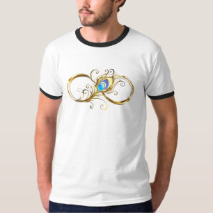 Infinity with Golden Peacock Feather T-Shirt
