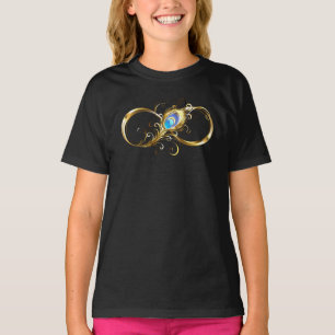 Infinity with Golden Peacock Feather T-Shirt