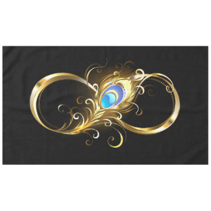 Infinity with Golden Peacock Feather Tablecloth