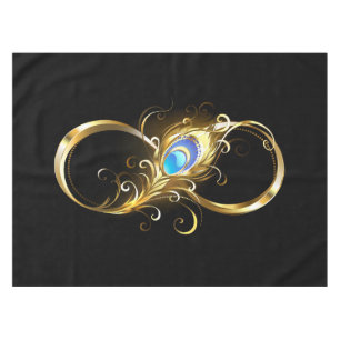 Infinity with Golden Peacock Feather Tablecloth