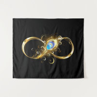 Infinity with Golden Peacock Feather