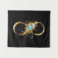 Infinity with Golden Peacock Feather