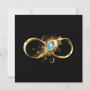 Infinity with Golden Peacock Feather Thank You Card