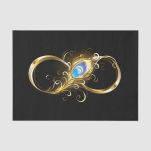 Infinity with Golden Peacock Feather Tissue Paper