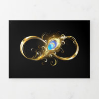 Infinity with Golden Peacock Feather