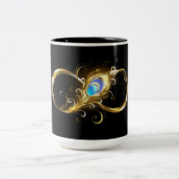 Infinity with Golden Peacock Feather