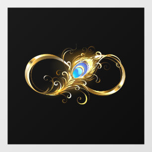 Infinity with Golden Peacock Feather Window Cling