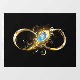 Infinity with Golden Peacock Feather Window Cling