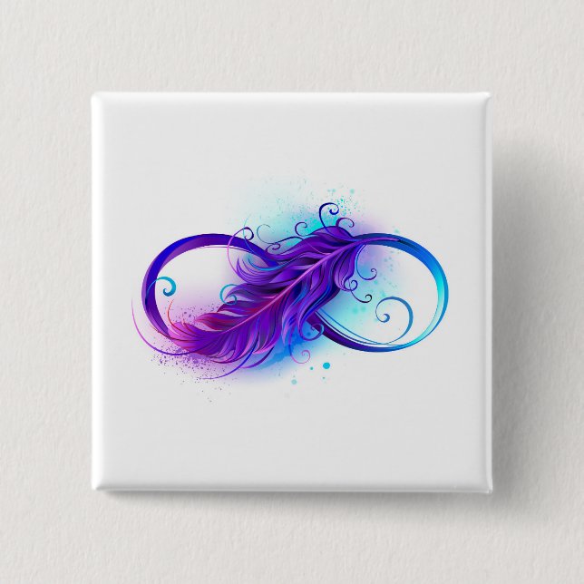 Infinity with Purple Feather 15 Cm Square Badge (Front)