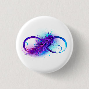Infinity with Purple Feather 3 Cm Round Badge