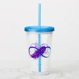 Infinity with Purple Feather Acrylic Tumbler