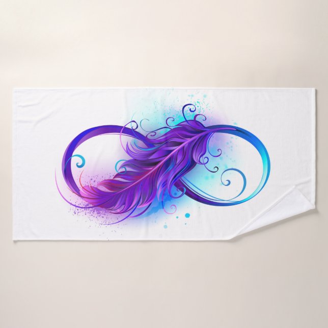 Infinity with Purple Feather Bath Towel (Bath Towel)