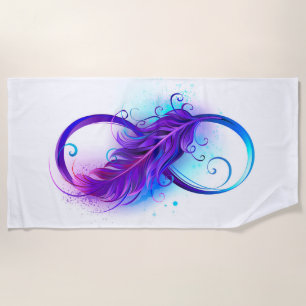 Infinity with Purple Feather Beach Towel