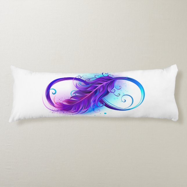Infinity with Purple Feather Body Cushion (Front)