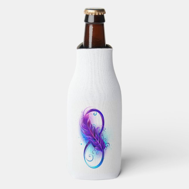 Infinity with Purple Feather Bottle Cooler (Bottle Front)