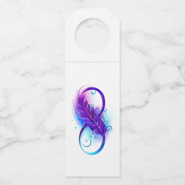 Infinity with Purple Feather Bottle Tag (Front)