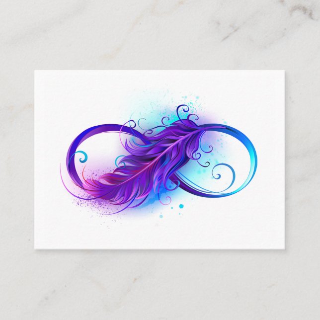 Infinity with Purple Feather Business Card (Front)