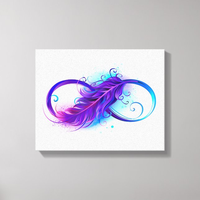 Infinity with Purple Feather Canvas Print (Front)