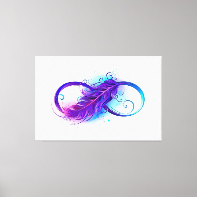 Infinity with Purple Feather Canvas Print (Front)