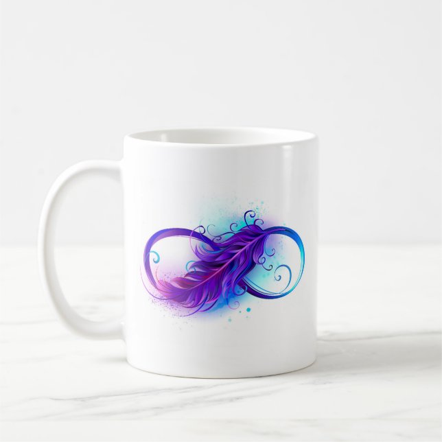 Infinity with Purple Feather Coffee Mug (Left)