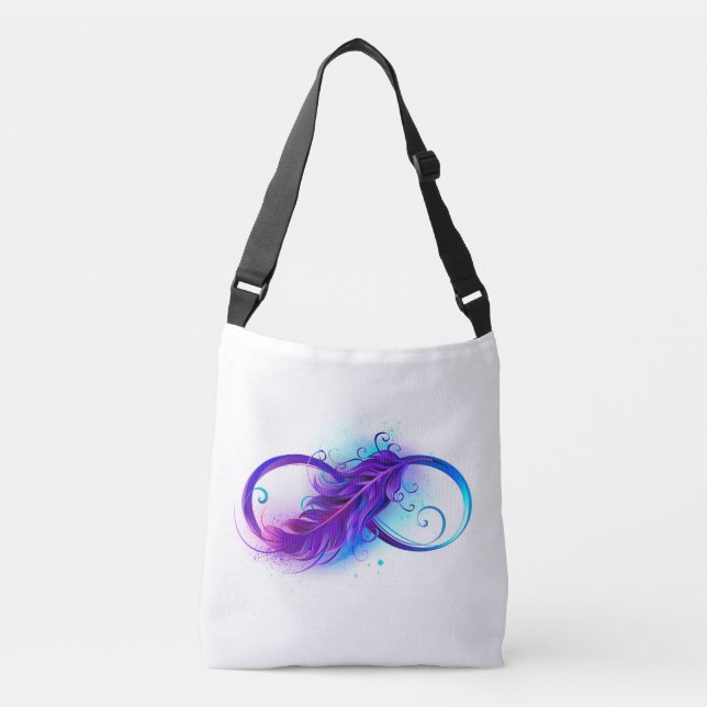 Infinity with Purple Feather Crossbody Bag (Front)