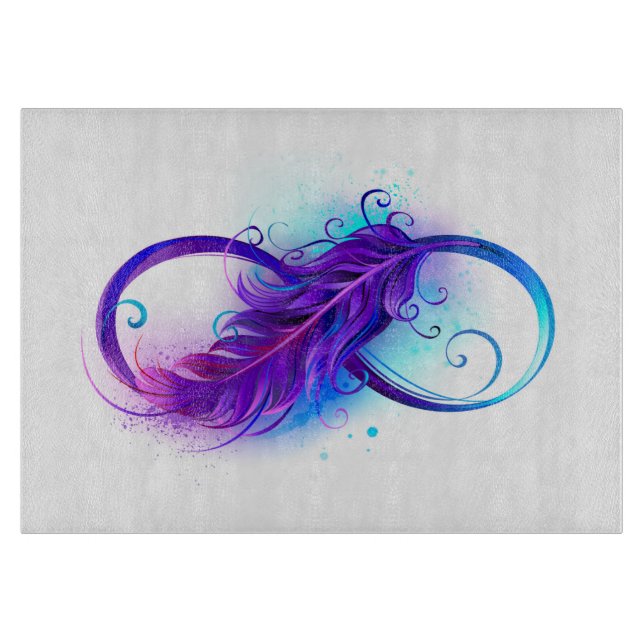 Infinity with Purple Feather Cutting Board (Front)