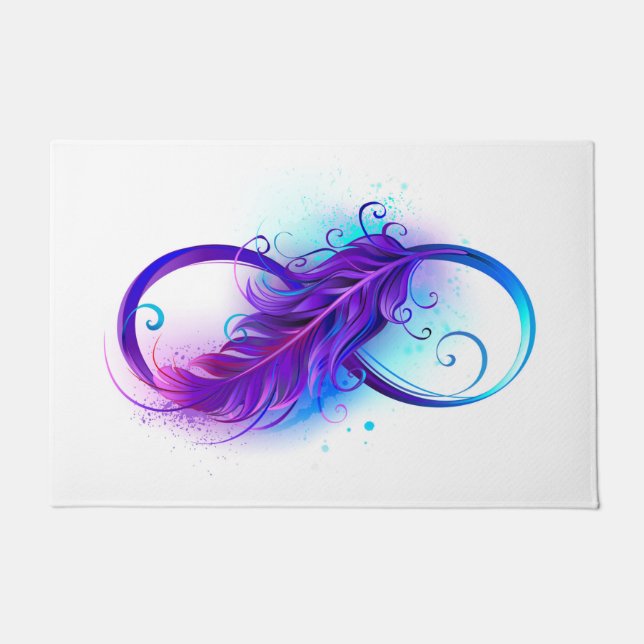 Infinity with Purple Feather Doormat (Front)