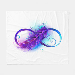 Infinity with Purple Feather Fleece Blanket