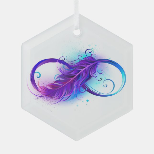 Infinity with Purple Feather Glass Tree Decoration (Front)