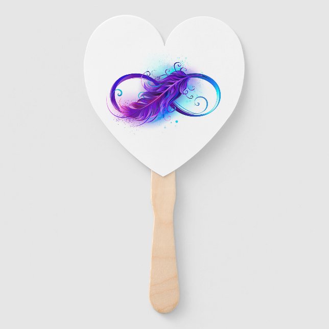 Infinity with Purple Feather Hand Fan (Front)