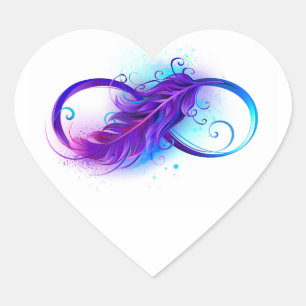 Infinity with Purple Feather Heart Sticker