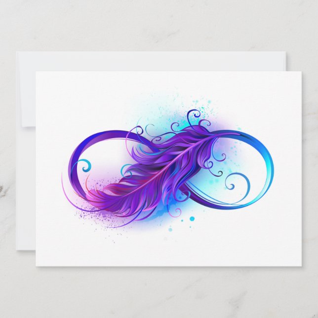 Infinity with Purple Feather Holiday Card (Front)