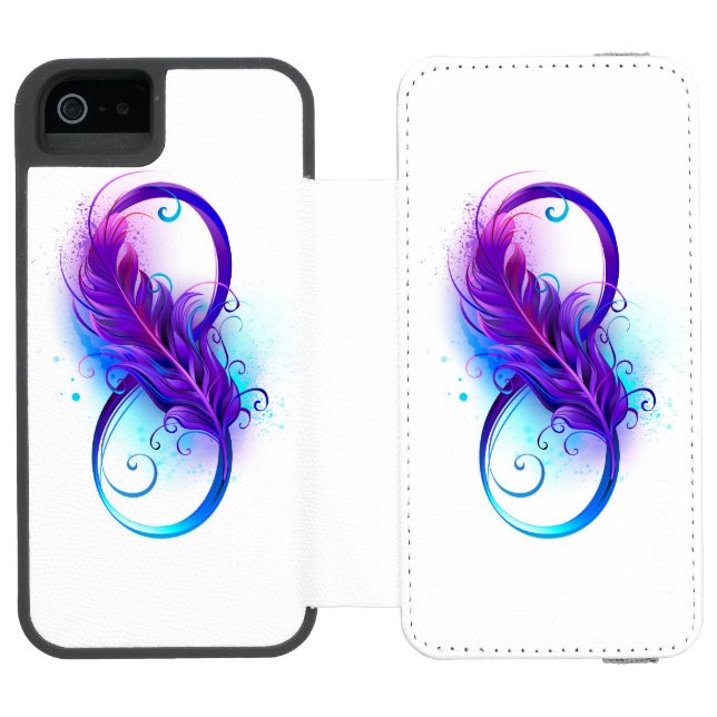Infinity with Purple Feather Incipio iPhone Wallet Case (Folio Open)