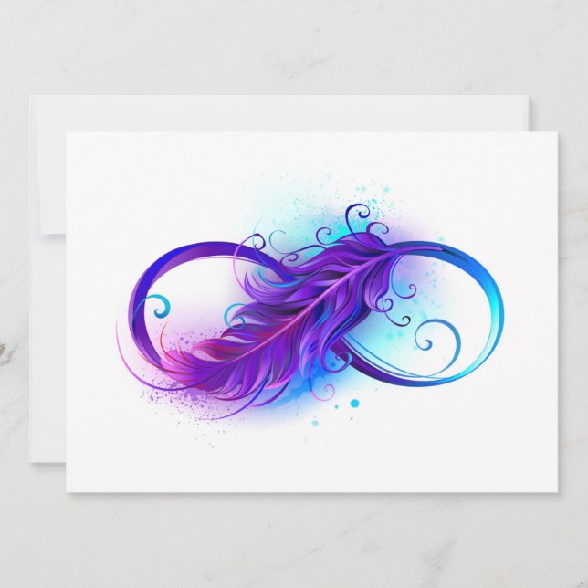 Infinity with Purple Feather Invitation (Front)