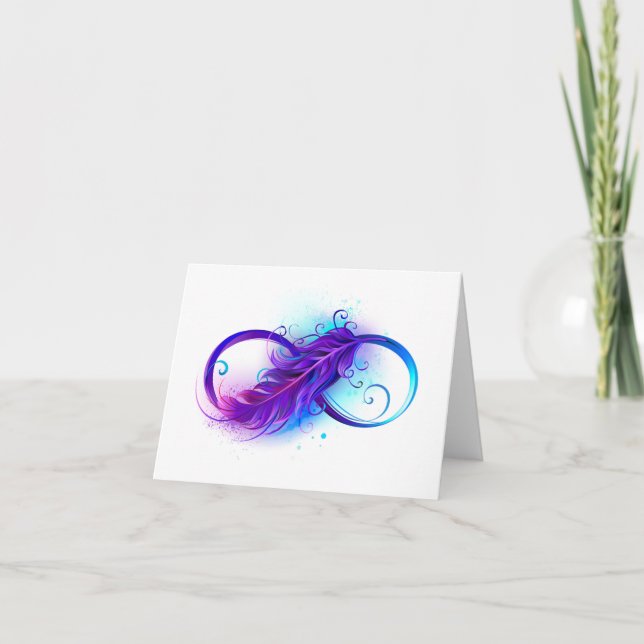 Infinity with Purple Feather Invitation (Front)